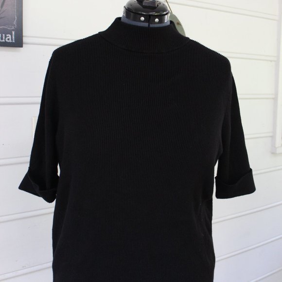 Chico's Sweaters - Chico's Ribbed Mock-Neck Elbow Sleeve Sweater